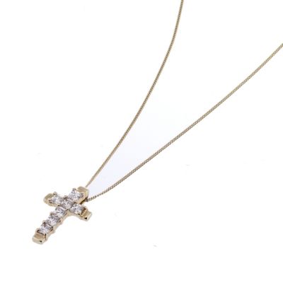 9ct gold Cubic Zirconia Set Cross Pendant with