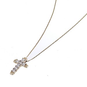 9ct gold Cubic Zirconia Set Cross Pendant with 16 Chain