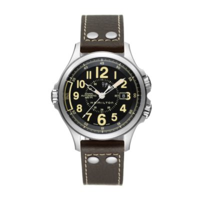 mens Khaki Automatic brown leather