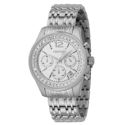 ladies stone set white dial chronograph