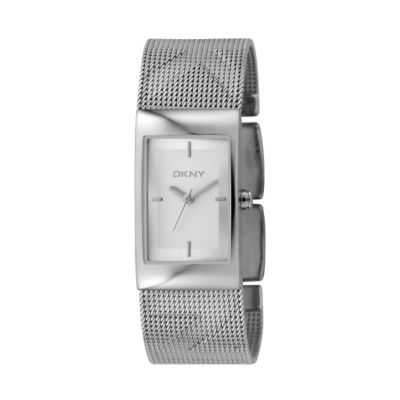 ladies white dial stainless steel mesh