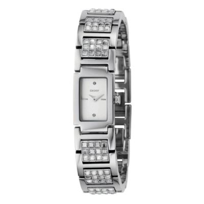 dkny ladies stone set stainless steel bracelet