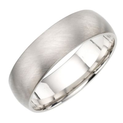 18ct white gold extra heavy matt court 6mm ring