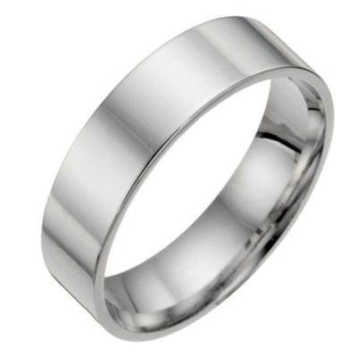 Men's 18ct white gold extra heavyweight flat court ring - Product number 6627129
