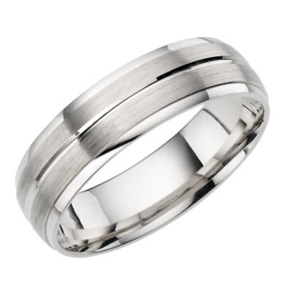 18ct White Gold Brushed and Polished Court Ring