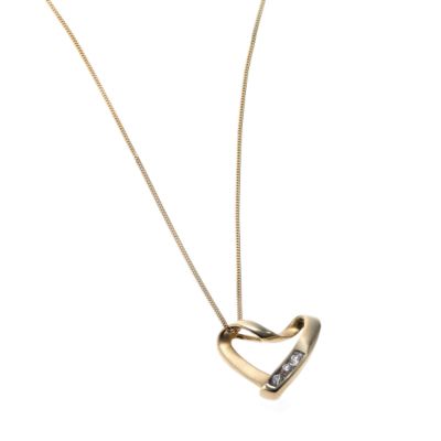 9ct gold Cubic Zirconia Twist Heart Pendant with