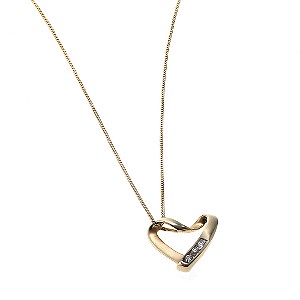 9ct gold Cubic Zirconia Twist Heart Pendant with