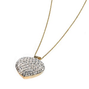9ct gold 15mm Domed Crystal Heart Pendant with