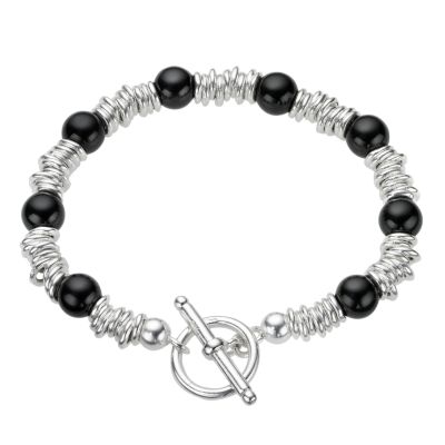 silver onyx candy bracelet