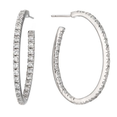 Sterling silver cubic zirconia hoop earrings
