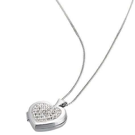 Silver crystal heart locket