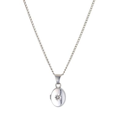 silver and diamond childs locket