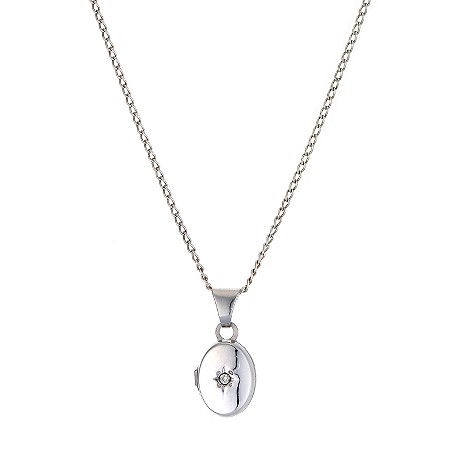 silver and diamond childs locket