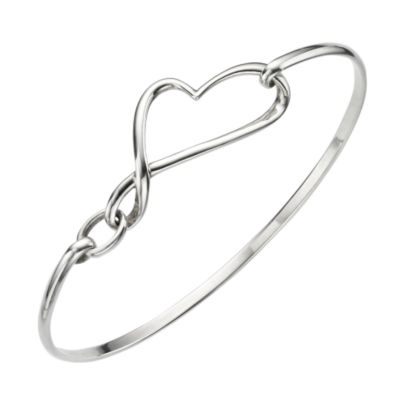 sterling silver open heart shaped bangle