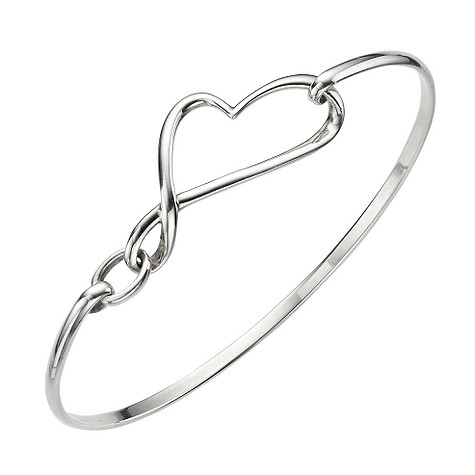silver open heart shaped bangle
