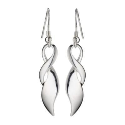 sterling silver ribbon shaped drop earrings