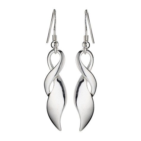 sterling silver ribbon shaped drop earrings
