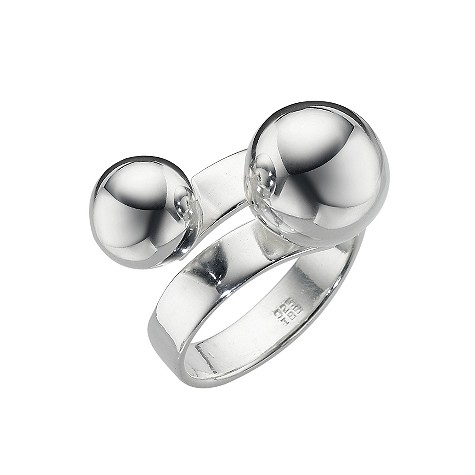 sterling silver double bead ring - size N