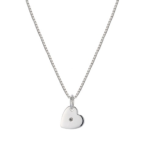 Sterling silver and diamond childs heart pendant