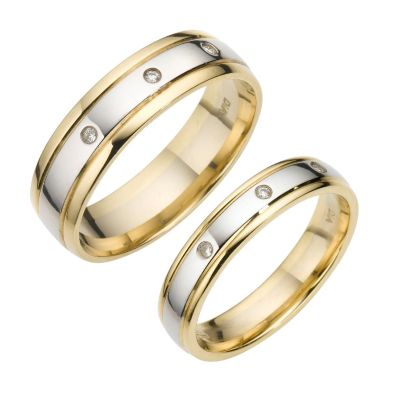 9ct two colour gold diamond court ring set - Product number 6630197