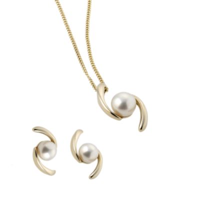 9ct Yellow Gold Cultured Freshwater  Pearl Jewellery Set - Product number 6632866