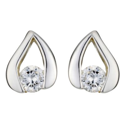 Sterling silver cubic zirconia set stud earrings