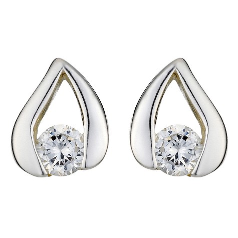Sterling silver cubic zirconia set stud earrings