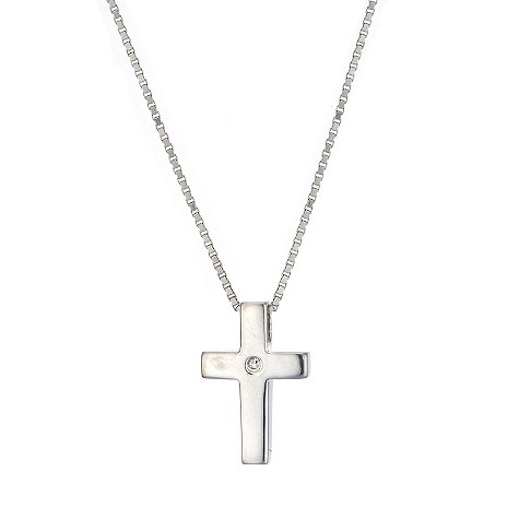 Sterling silver and diamond childs cross pendant