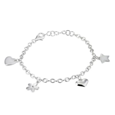 Sterling silver and diamond childs charm bracelet