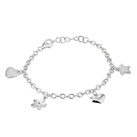 Sterling silver and diamond childs charm bracelet