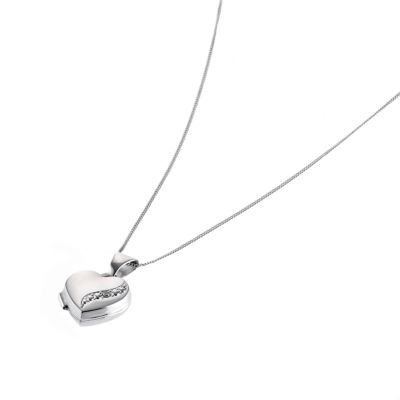 H Samuel 9ct White Gold 10mm Diamond Set Heart Locket