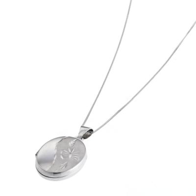 9ct White Gold Oval Locket - Product number 6636365
