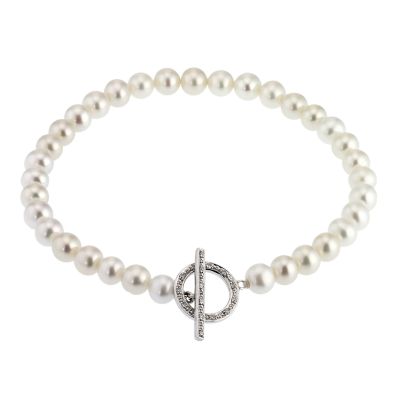 ... freshwater pearl 9ct white gold bracelet - Product number 6637299