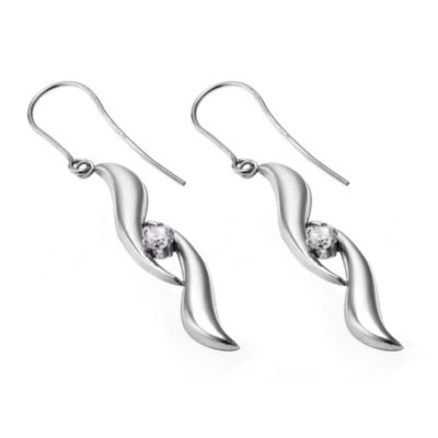 9ct White Gold Wave Drop Earrings - Product number 6639070