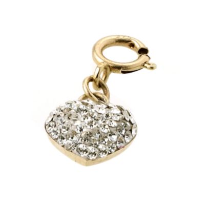 9ct Yellow Gold Crystal Heart Charm