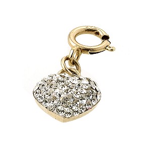 9ct Yellow Gold Crystal Heart Charm