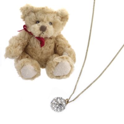 9ct gold Crystal Ball Pendant 16` Chain