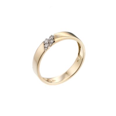 9ct Yellow Gold Rhodium Plated Diamond Wedding Ring