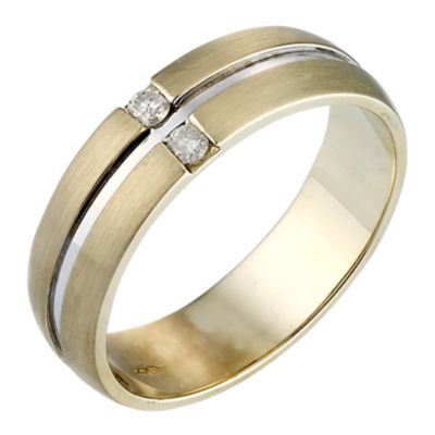 9ct Two Colour Gold Diamond Men's Ring - Product number 6647375
