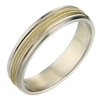 9ct Yellow Gold Rhodium Milled Ring 5mm - Product number 6650015