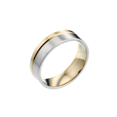 9ct Yellow Gold Two Tone Wedding Ring 6mm - Product number 6650848