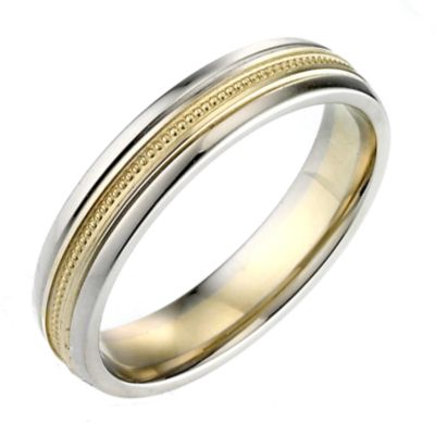 9ct Yellow Gold Rhodium Milled Ring 4mm - Product number 6651437