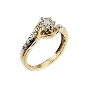 9ct Two Tone Quarter Carat Diamond Cluster Ring9ct Two Tone Quarter Carat Diamond Cluster Ring