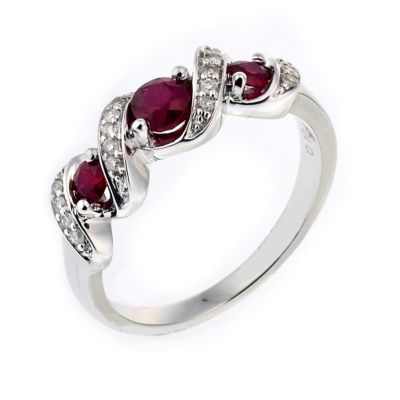 9ct White Gold Diamond Treated Ruby Ring