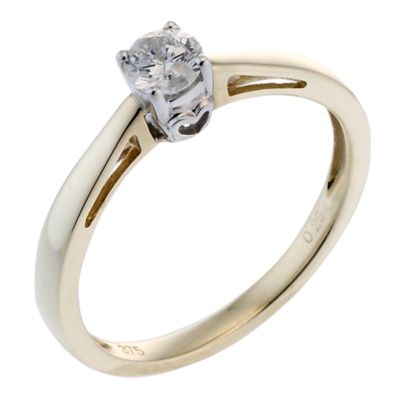 9ct Two Colour Gold Third Carat Diamond Solitaire Ring - Product number 6661300