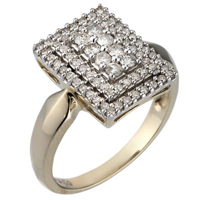 9ct gold Half Carat Diamond Cluster Ring