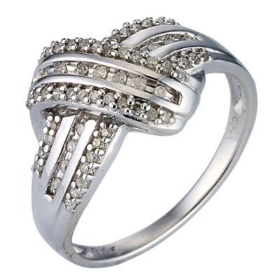 9ct White Gold Fifth Carat Diamond Twist Ring