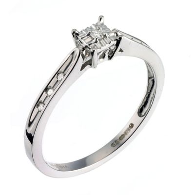 9ct White Gold Diamond Solitaire Ring