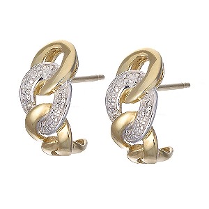 9ct gold Rhodium and Diamond Hoop Earrings