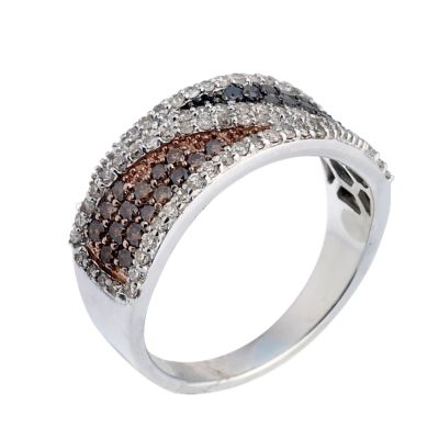 9ct White Gold Three Quarter Carat Three Colour Cafe Diamond Ring - Product number 6667821